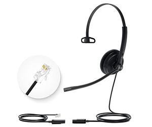 Yealink YHS34 RJ9 Casque téléphonique avec Microphone antibruit, Filaire Call Center Phone Headset pour téléphone Fixe de Bureau