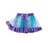 Yealoo Tutu Fille pour Danse Jupe Tulle Fille Jupes de Princesse Arc en Ciel Panneau Extérieur de Gaze Ballet tutu, Vert/Violet/Bleu, 2-5 ans