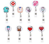 YEALQUE Lot de 10 porte-badges rétractables pour infirmières, médecins, hôpitaux, employés de bureau, cadeaux (A-10 pièces)