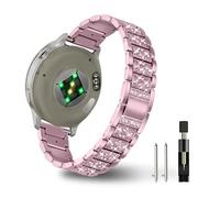 YealRed 18mm Bracelet pour Garmin Venu 4 41mm/Venu 3S/ 2S/Vivomove 3S/Vivoactive 4S, Bracelet de Montre en Femme Métal avec Strass Compatible avec Garmin Forerunner 255S / 265S (Rose)