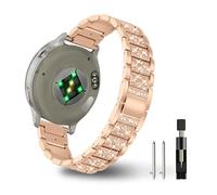 YealRed 18mm Bracelet pour Garmin Venu 4 41mm/Venu 3S/ 2S/Vivomove 3S/Vivoactive 4S, Bracelet de Montre en Femme Métal avec Strass Compatible avec Garmin Forerunner 255S / 265S (Or rose)