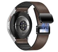 YealRed 20 mm Bracelet de Montre Pour Samsung Galaxy Watch 7/6 /5 /FE, Bracelet en Cuir et Silicone Sangle de Rechange Magnétique pour Samsung Galaxy Watch 6 Classic /5 Pro (Café)