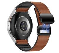 YealRed 20 mm Bracelet de Montre Pour Samsung Galaxy Watch 7/6 /5 /FE, Bracelet en Cuir et Silicone Sangle de Rechange Magnétique pour Samsung Galaxy Watch 6 Classic /5 Pro (Marron)