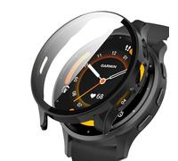YealRed Coque Compatible avec Garmin Venu 3, Boîtier PC Rigide Apporter Protection d'écran en Verre Trempé, Protection Anti-Rayures Complète Compatible avec Garmin Venu 3 - Noir