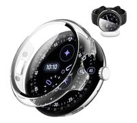YealRed Coque Compatible avec Google Pixel Watch 4 45mm, Boîtier PC Rigide Apporter Protection d'écran en Verre Trempé, Protection Anti-Rayures Complète pour Pixel Watch 4 45mm - Transparent