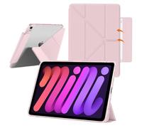 YealRed Coque Étui pour iPad Mini (A17 Pro) 7e Génération 8,3 Pouces 2024, avec Dos Transparent, Béquille Fine, Étui Antichoc pour Tablette Compatible avec iPad Mini 6e Génération 2021 (Rose)
