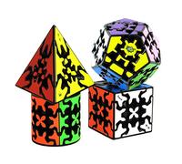 Yealvin Lot de 4 cubes de vitesse cylindriques Megaminx Gear Cube et Pyraminx Casse-tête
