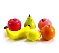 Yealvin Lot de 6 cubes de vitesse 3D en forme de fruits - Pêche, citron, orange, banane, pomme et poire - Jouets éducatifs pour enfants