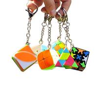 Yealvin Lot de 6 mini cubes porte-clés 2 x 2, 3 x 3, 3 x 3 x 3 cm, petit pain 3 x 3 cm, 3 x 3 cm, cube pyraminx et lierre