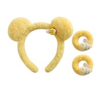 YEAMLTE Bear Ears, Serre-tête à Oreilles D'ours Mignonnes Jaunes, 2 PCS Plush Attache Queue de Cheval Abeille, Bandeau D'abeille, CartoonBear Ear Headbands, for Party Cosplay Carnival