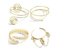 YEAMLTE Bracelet de Bras Set, 4PCS Réglable Manchette Boho Minimaliste Simple, Exquis Accessoires pour Filles et Femmes