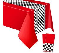 YEAMLTE Nappes de Table Course, 2 PCS Nappes Racing Car, Nappes Rectangulaires à Carreaux de Voiture de Course, Decoration Anniversaire Cars, pour Les Fêtes d'anniversaire de Garçons (Rouge)