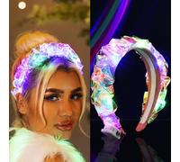 Yean Bandeaux pour cheveux lumineux avec couronne lumineuse au laser pour boîte de nuit, costume de fête, accessoire de cheveux pour femmes et filles (tressé)