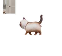Yeandshi Boutons de tiroir en céramique pour enfants, 5 poignées de porte d'armoire, boutons d'armoire en forme de chat marron avec vis, adaptés pour les chambres d'enfants, les meubles de chambre à