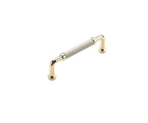 Yeandshi Lot de 5 poignées de meuble en cuir et alliage de zinc, blanc, 96 mm, adaptées pour salle de bain, armoires, coiffeuses, etc.