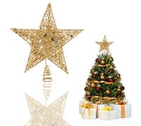 YEAP Étoile en Métal Scintillante pour Sapin de Noël, Star Treetop, Étoile Pointes de Sapin Creux, Décoration de Noël Pentagramme, Ornement Doré pour Fête
