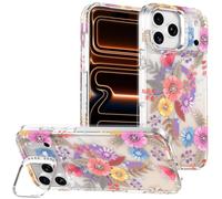 YeaQuelior Étui magnétique pour Phon 18 Pro avec protection du support pour | Coque fine en TPU souple avec motif floral, transparent, coins Air Guard, protection militaire de qualité supérieure et force