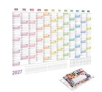 Year Calendar, Double-Sided Large Size 12 Months Colorful Labels | Annual Wall Planner for Bedroom Study Room Office Long-Distance Travel Semester Plans