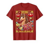 Year of The Horse 2026 Chinese New Year Red Poster Art Kids T-Shirt