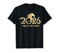 Year of The Horse 2026 Logo V2 Cool Fun Happy Lunar New Year T-Shirt