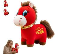 Year of The Horse 2026 Plush, 7,87 pouces drôle Smiling/Crying Horse Plushie Figurine, Lucky Chinese Lunar New Year Zodiac Mascot, peluche douce pour décoration de table à domicile et bureau (rouge A)