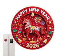 Year of The Horse Fridge Magnet - 12cm Specification Flat Souvenir for Whiteboard, Traditional Lunar New Year Celebration for Metal Surfaces, Commemorative 2026 Graphics for Cubicle Home