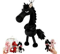 Year of The Horse Lucky Mascot New Year Good Luck Gift 2026,Lucky Horse Guardians Soft Horses Plush Pendant - Courage Strength for Backpack Purse and Bag (Black)