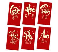 Year Of The Horse Red Envelopes 2026-6 Piece Traditional Vietnamese Money Envelope Set, Festive Lunar New Gift | Chinese Red Packets For Children Men Women Kids Boys Girls Family Friends