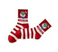 Year Of The Snake Chaussettes en coton Motif serpent Motif de serpent pour femme Motif rayures Chinois Nouvel An moyen Tube Cadeau Re Festival Coton, écharpe serpent, taille unique