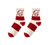 Year Of The Snake Chaussettes en coton Motif serpent Motif de serpent pour femme Motif rayures Chinois Nouvel An moyen Tube Cadeau Re Festival Coton, Rayures larges, Taille unique