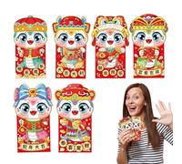 Year of The Snake Red Packet | 6 enveloppes chinoises rouges mignonnes pour argent - Enveloppes de poche pour argent pour le Nouvel An 2025 serpent