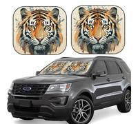 Year of The Tiger Face Pare-soleil de voiture 2 pièces pliable Pare-soleil pour fenêtre avant Auto Couverture universelle pour intérieur de voiture