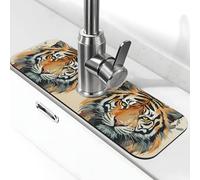 Year of the Tiger Face Tapis de robinet pour évier de cuisine Super absorbant Tapis de robinet Attrape-éclaboussures Diatomite Séchage rapide Poignée de robinet en pierre Tapis de séchage pour évier