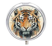 Year of The Tiger - Pilulier rond portable - Petit pilulier de voyage étanche - Organiseur pour poche et sac à main - Pratique au quotidien