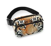 Year of The Tiger Sac banane pour homme et femme avec visage de tigre réglable et décontracté pour voyage, sport, randonnée, blanc, 20,1 x 13 cm, blanc, 7.9x5.1inches