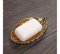 YEARGER Porte-savon en forme de feuille dorée - Antidérapant - Valise - Bac à douche - Égouttoir de salle de bain - Porte-savon (doré)
