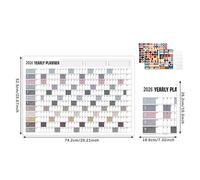 Yearly Wall Calendar, 2026 Poster Planner, 33x23 Inches Schedule with Decorative Stickers, Giant Academic Tracker, Annual Sheet with Laminated Build, Planning Tool for Office and Dormitory