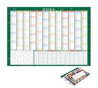 Yearly Wall Calendar 2026 - Writable Large Year Poster, Big Calendar, Dry Erase Wall Planner for Study Room, Dorm, Office, or Home Time Management and Planning, 74.2x52.5cm