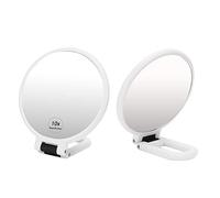 Yearninglife Miroir cosmétique grossissant 10 x et 15 x, miroir à main avec poignée, miroir de maquillage double face, petit miroir portable, miroir de table rotatif à 360 °, miroir de poche pour