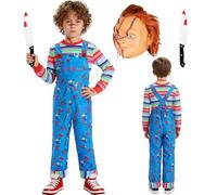 Yearsahrk Chucky Costume pour enfant avec masque Chucky, combinaison, couteau en plastique, accessoires de carnaval, Halloween, cosplay pour garçons et filles
