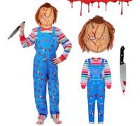 Yearsahrk Chucky Costume pour enfant avec masque Chucky, couteau en plastique, pour carnaval, Halloween, cosplay pour garçons et filles