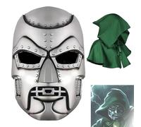 Yearsahrk Dr Doom Lot de 2 masques de super-méchant Victor de casque Argenté Tête de mort Masque Carnaval Halloween Costume Accessoires (2 pièces)