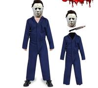 Yearsahrk Michael Myers Costume pour enfant 3 pièces, masque d'horreur, combinaison avec jouet sanguin, pour carnaval, Halloween, cosplay
