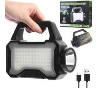 yeatem Lampe de poche solaire, lampe de poche multifonction, lampe torche LED, chargeur de téléphone portable, chargement USB, signal de détresse domestique et d'urgence, convient pour la pêche, le