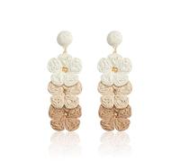 YEATMUE Boucles d'oreilles d'été en raphia en forme de fleur de raphia enveloppé de paille dégradée, déclaration florale pour printemps, plage, rotin, boucles d'oreilles faites à la main pour femme