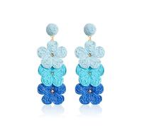 YEATMUE Boucles d'oreilles d'été en raphia en forme de fleur de raphia enveloppé de paille dégradée, déclaration florale pour printemps, plage, rotin, boucles d'oreilles faites à la main pour femme