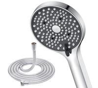 Pommeau de Douche avec tuyau 1,6m, YEAUPE Pommeau de Douche economie Deau 8L/Min, Pommeau de Douche anti calcaire avec 6 Types de Jets, Chromés