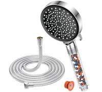 YEAUPE Pommeau de douche haute pression avec tuyau de 1,5 m - Pommeau de douche puissant pour filtre à eau dure basse pression - Tuyau de douche et pommeau de douche économiseur d'eau - 6 modes -