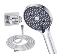 YEAUPE Pommeau de douche haute pression avec tuyau de 1,6 m, 6 types de jets, pommeau de douche haute pression, douchette à main avec fonction anti-calcaire, avec support de douche sans perçage