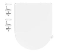 YEAUPE PRO Abattant de toilette universel en forme de D avec fermeture amortie en polypropylène Blanc 45 x 36 cm